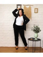 Čierna dámska tepláková súprava plus size s kapucňou na zips (8216)