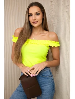 Španielska blúzka s volánikmi žltá neónová