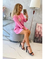 Šaty s flitrovým vreckom svetlo ružové