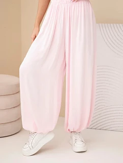 Dámske viskózové nohavice s voľnými nohavicami candy pink