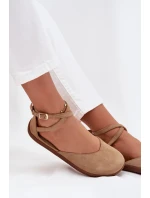 Zamszowe Baleriny Damskie Barefoot Z Paskami Zazoo 191 Beżowe