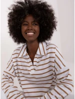 Bluzka LK BZ model 18729970 biało brązowy - FPrice Bluzka LK BZ model 18729970 biało brązowy - FPrice