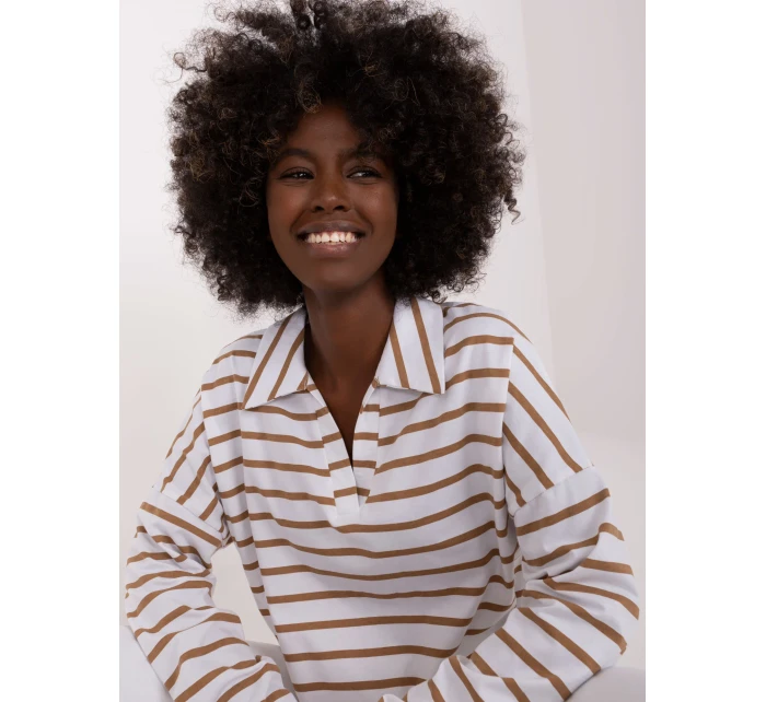 Bluzka LK BZ model 18729970 biało brązowy - FPrice Bluzka LK BZ model 18729970 biało brązowy - FPrice