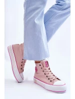 Dámské vysoké textilní tenisky na platformě Big Star LL274186 Růžová Dámské vysoké textilní tenisky na platformě Big Star LL274186 Růžová