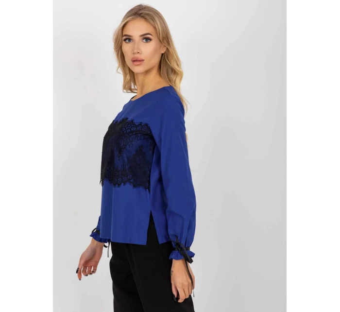 Dámska blúzka LK-BZ-506877.15x Kráľovská modrá s čiernou - FPrice Dámska blúzka LK-BZ-506877.15x Kráľovská modrá s čiernou - FPrice