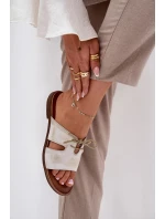 Dámské pantofle Ecru s hnědou model 21292984 - Inello