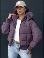 Dámská prošívaná zimní bunda s kožešinou fialová Dstreet model 21979230 - FashionStreet