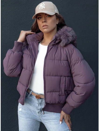 Dámská prošívaná zimní bunda s kožešinou fialová Dstreet model 21979230 - FashionStreet