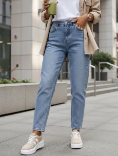 Dámske džínsy s vysokým pásom mom fit modré FashionStreet UY2891