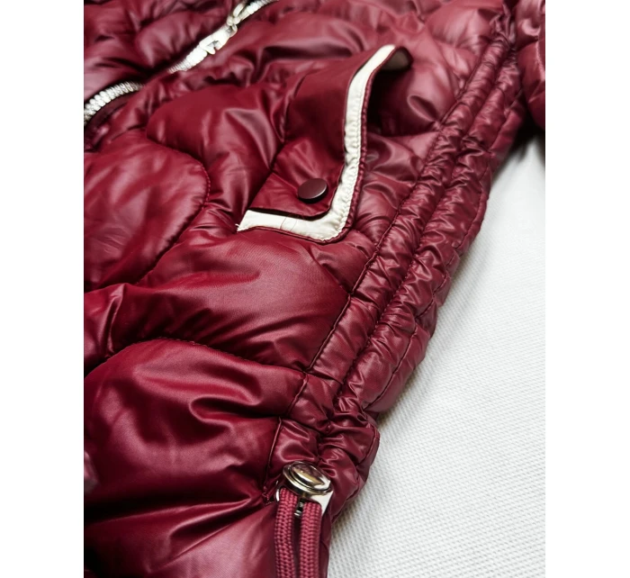 Dámska bordová bunda s ozdobným prešívaním J Style (5M3351-1)