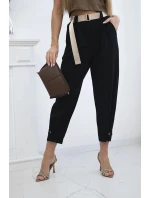 Letné nohavice Punto so zapínaním na nohaviciach čierne