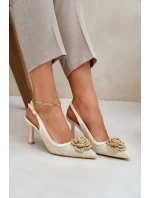 Plecione Szpilki Z Odkrytą Piętą Beżowe Lanithra