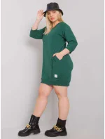 Tmavě zelené plus size šaty s kapsami Tmavě zelené plus size šaty s kapsami
