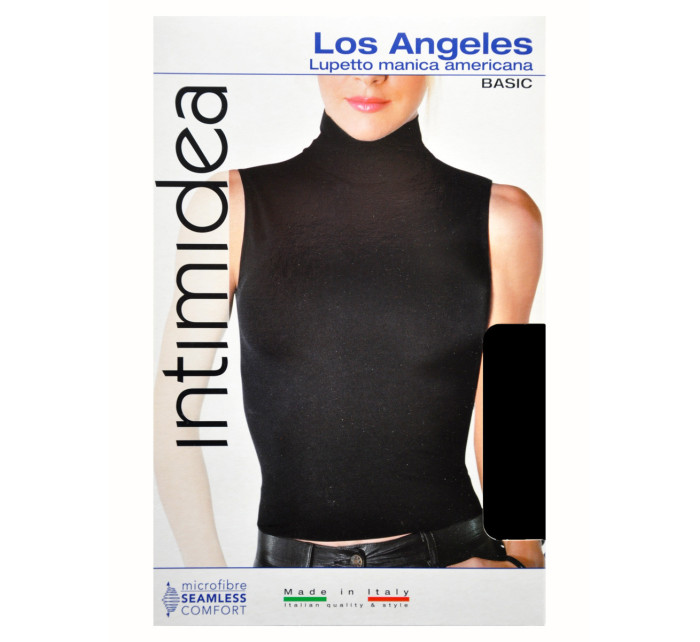 Dámske tričko bez rukávov so stojačikom Smanicata Los Angeles basic čierna - Intimidea