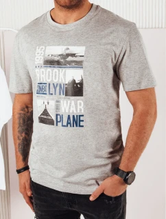 Pánske sivé tričko s potlačou FashionStreet RX5452