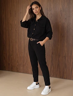 Dámska súprava s blúzkou a nohavicami, čierna, FashionStreet AY1239