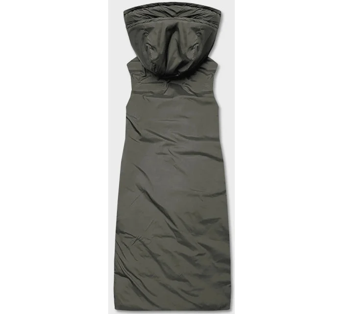 Čierna-khaki dlhá dámska obojstranná vesta (B8137-1)