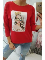 Halenka s grafikou dívky v 3D model 18743944 červená - K-Fashion Halenka s grafikou dívky v 3D model 18743944 červená - K-Fashion