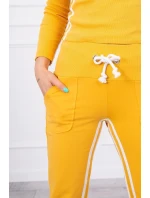 Súprava s dvojitými pruhmi horčica+biela Súprava s dvojitými pruhmi horčica+biela