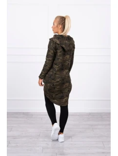 Mikina moro s dlhým chrbtom khaki+zelená