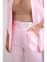 Elegantní souprava saka a kalhot model 19916867 růžová - K-Fashion