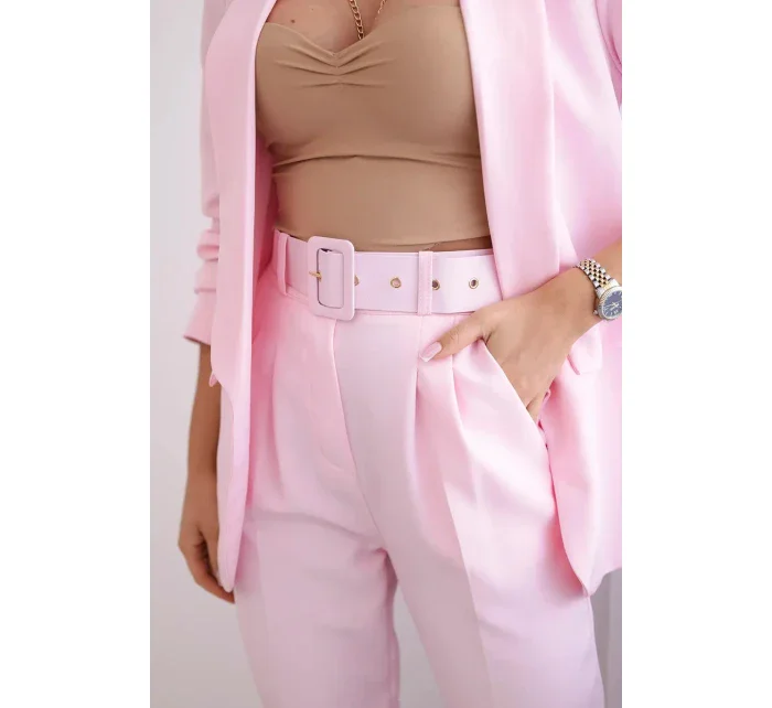 Elegantný set saka a nohavíc candy pink