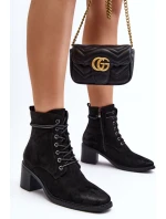 Dámské botky na nízkém podpatku se šněrováním černé model 21644862 - Boto Dámské botky na nízkém podpatku se šněrováním černé model 21644862 - Boto