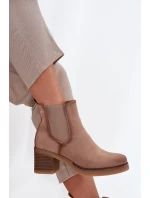 Dámské kotníkové boty na podpatku zateplené béžové model 21707438 - Boto