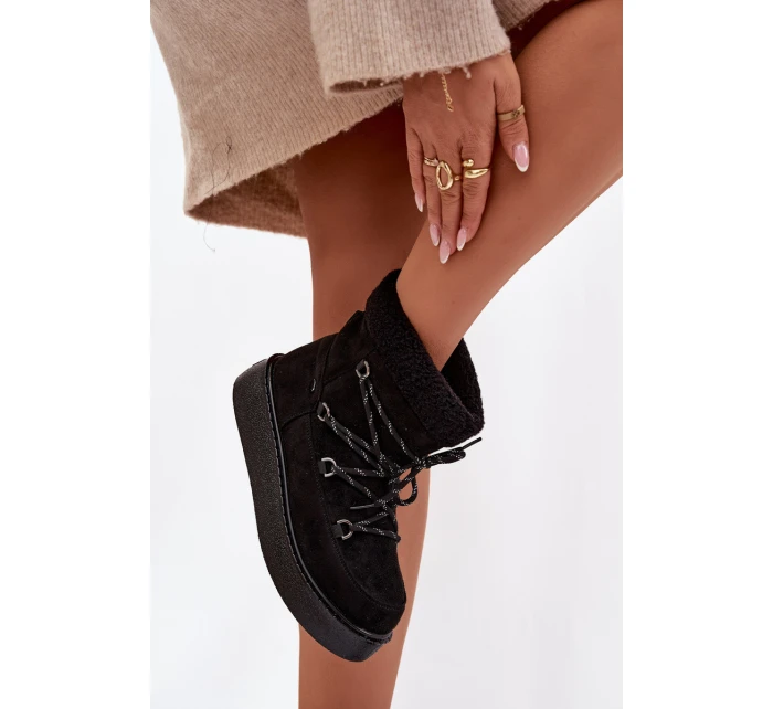 Dámské sněhule na platformě s šněrováním černé Roselya Dámské sněhule na platformě s šněrováním černé Roselya