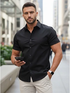 Pánske tričko s krátkym rukávom čierne FashionStreet KX1044