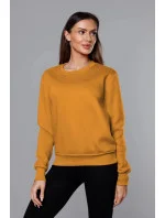 Dámska tepláková mikina v horčicovej farbe so sťahovacími lemami (W01-26)