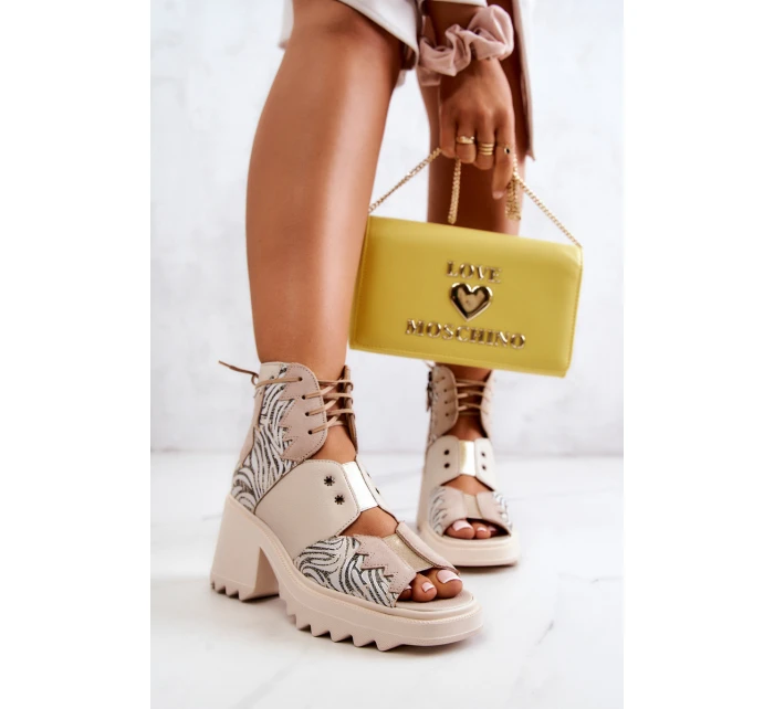 Kožené kozačky model 21576430 Béžová - Maciejka