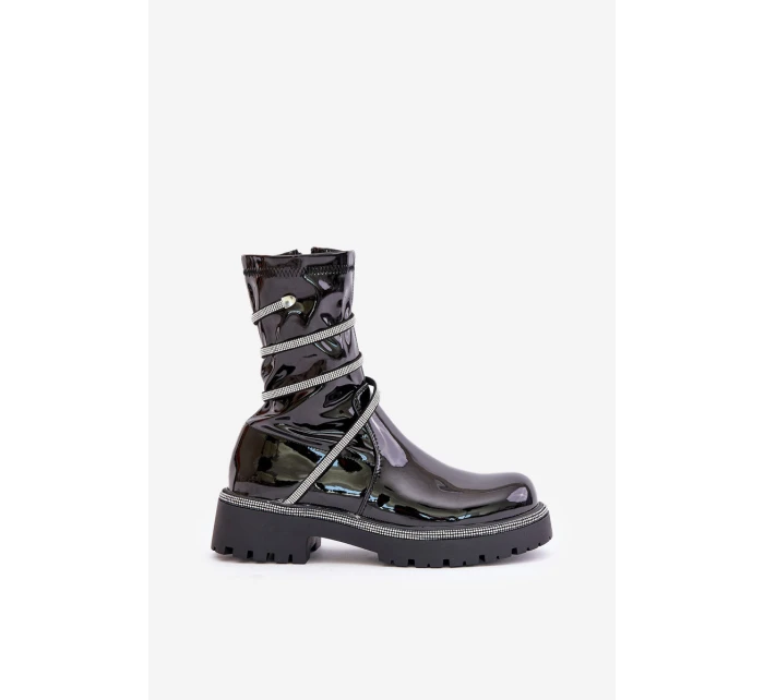 Lakované Kotníkové Boty Se Černé model 21675942 - Boto Lakované Kotníkové Boty Se Černé model 21675942 - Boto