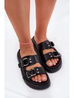 Kožené Dámské Sandály S Ozdobnými Přezkami Big Star model 21695275 Černé - Big Star Shoes Kožené Dámské Sandály S Ozdobnými Přezkami Big Star model 21695275 Černé - Big Star Shoes