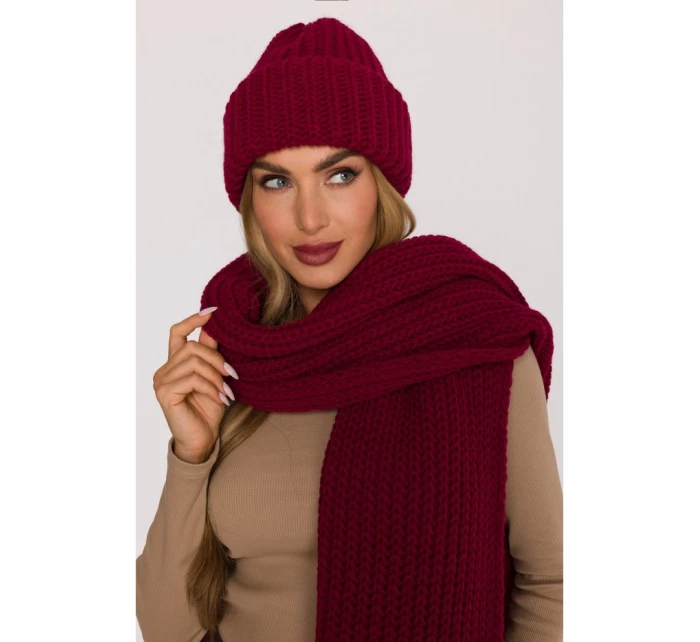 M895 Rebrovaná čiapka - bordová