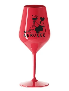 NERUŠŠŠ - červený nerozbitný pohár na víno 470 ml