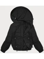 Čierna prešívaná bunda s odnímateľnou kapucňou Miss TiTi (2482)