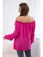 Španělská halenka s ozdobnými rukávy fuchsie