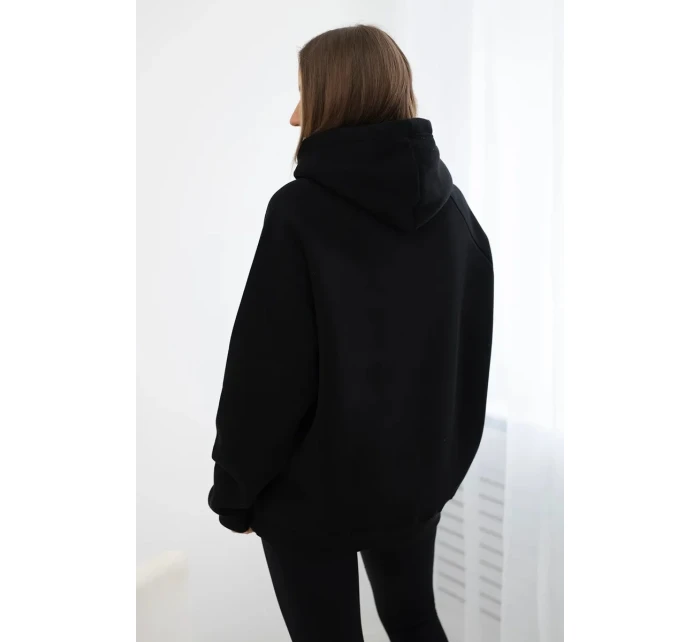 Zateplená bavlnená mikina s kapucňou Love black