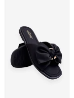 Dámské kožené pantofle s mašlí černé model 21616468 - EVENTO