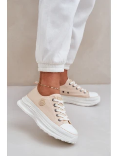 Damskie Trampki Na Masywnej Podeszwie Big Star NN274127 Beżowe