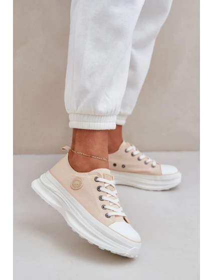 Damskie Trampki Na Masywnej Podeszwie Big Star NN274127 Beżowe Damskie Trampki Na Masywnej Podeszwie Big Star NN274127 Beżowe