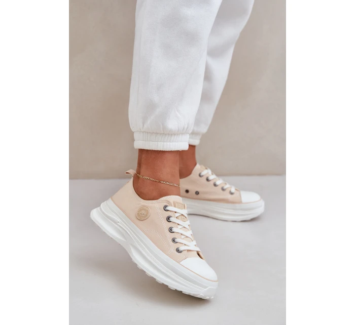 Damskie Trampki Na Masywnej Podeszwie Big Star NN274127 Beżowe Damskie Trampki Na Masywnej Podeszwie Big Star NN274127 Beżowe