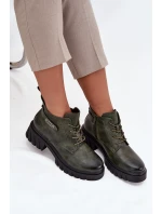 Niskie Ocieplane Botki Damskie Na Klocku Z Ozdobnym Paskiem Ciemnozielone Therisse Niskie Ocieplane Botki Damskie Na Klocku Z Ozdobnym Paskiem Ciemnozielone Therisse