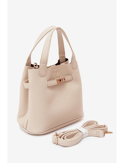 Kabelka s  z umělé kůže světle béžová model 22221045 - Flora&Co