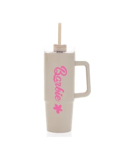 BARBIE - béžový cestovní hrnek s průhledným víčkem 900 ml