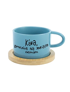 KÁVA, PROTOŽE NA KOKAIN NEMÁM - modrý hrníček makronka 200 ml