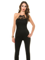 Sexy Neckholder-Overall with lace & chain