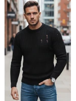 Pánsky čierny sveter FashionStreet WX1991 Pánsky čierny sveter FashionStreet WX1991