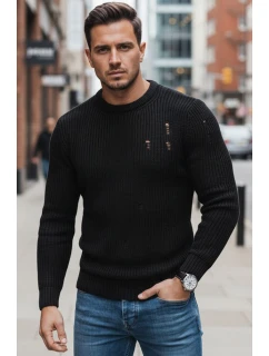 Pánsky čierny sveter FashionStreet WX1991